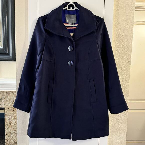 NWT Anthroologie Wellesley Pleated Peacoat Blue Lined Pockets Size XS - Picture 5 of 11